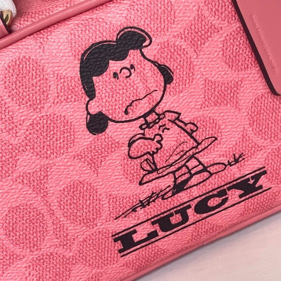 Coach x Peanuts Lucy Satchel Crossbody Bag Pink Canvas Halloween - Picture 9 of 12